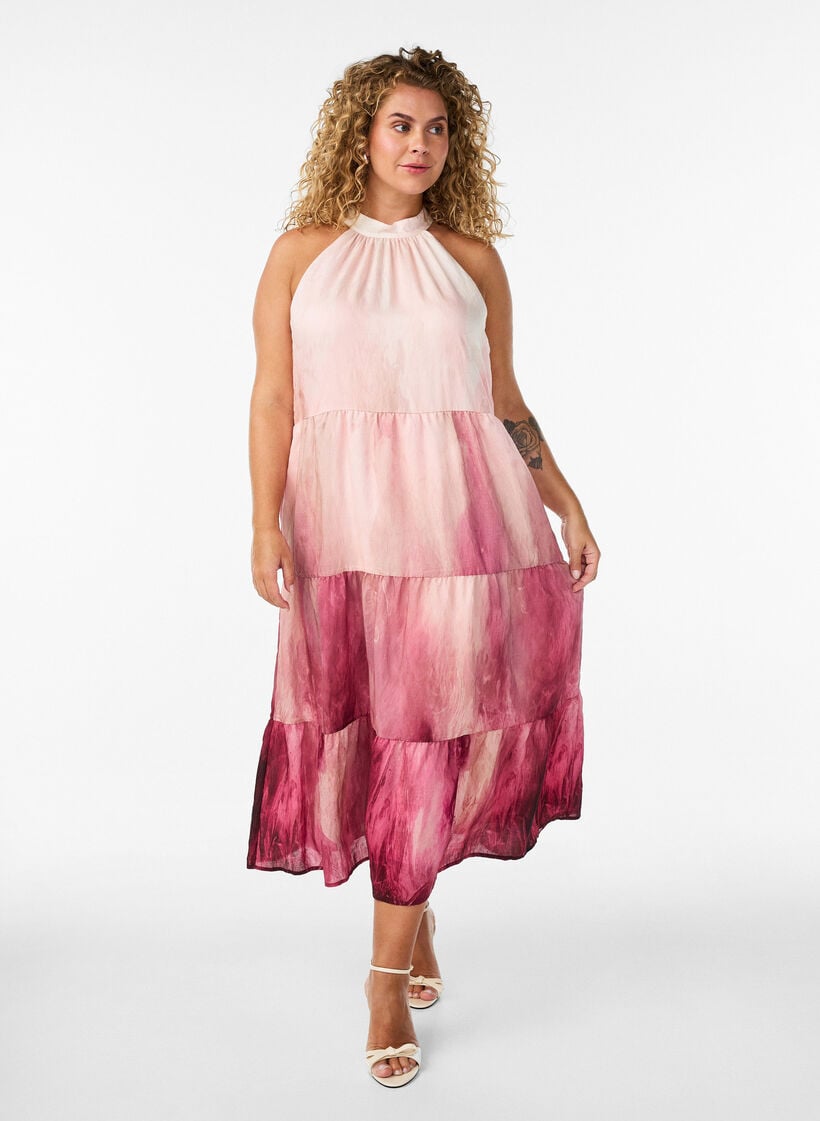 Midi-Neckholderkleid, Rot, Model image number 0