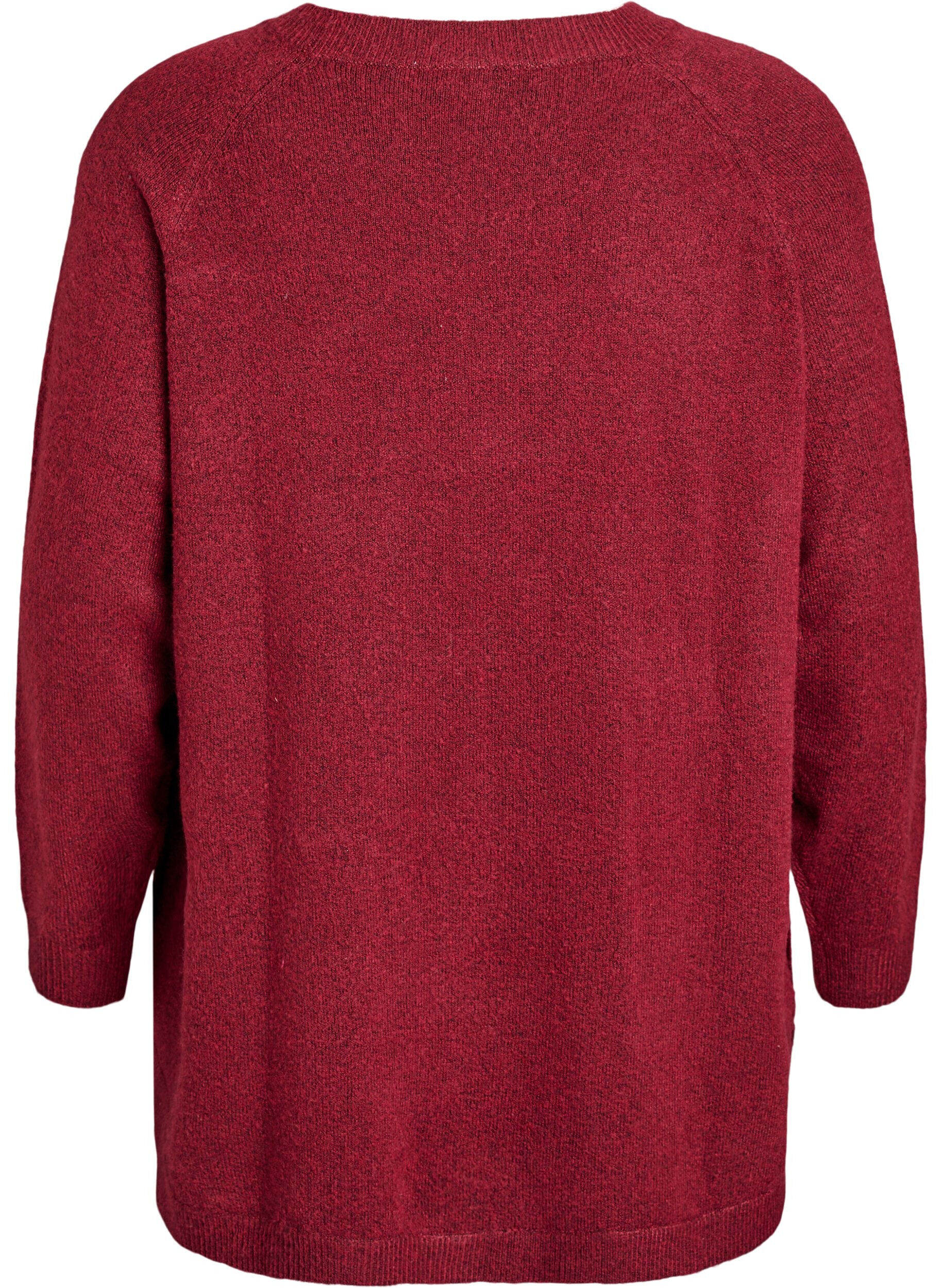 ZizziLange Strickbluse mit Kugelkn&ouml;pfen, Dunkles Bordeaux, Packshot image number 1