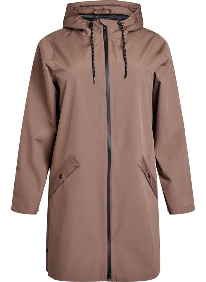 Regenjacke mit Taschen und Kapuze., Braun, Packshot image number 0