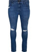 Super-Slim Amy Jeans mit Abnutzungsdetails, Blue Denim, Packshot image number 0