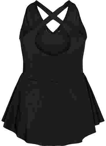 Badekleid mit gekreuztem Rücken und Rock, Black, Packshot image number 1