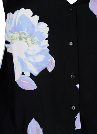 Ärmelloser Jumpsuit aus Viskose, Black Big Flower AOP, Packshot image number 2