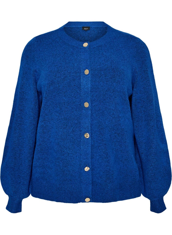 Strickjacke aus weichem Strick mit goldfarbenen Kn&ouml;pfen, T&uuml;rkis, Packshot image number 0