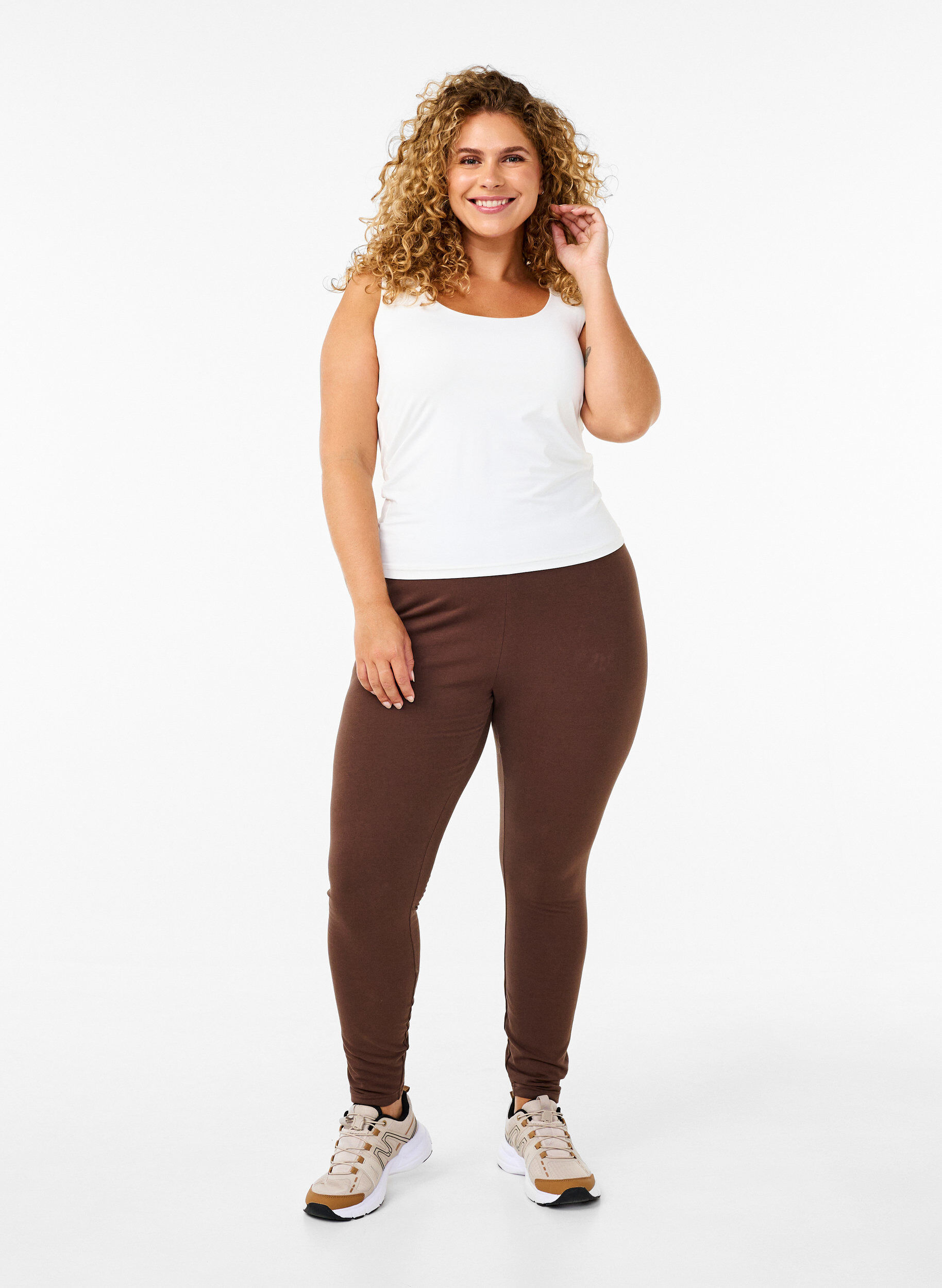ZizziGef&uuml;tterte Baumwollleggings., Braun, Model image number 0