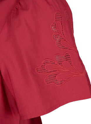  Kurzarm-Bluse aus Viskose mit Stickerei, Tango Red, Packshot image number 3
