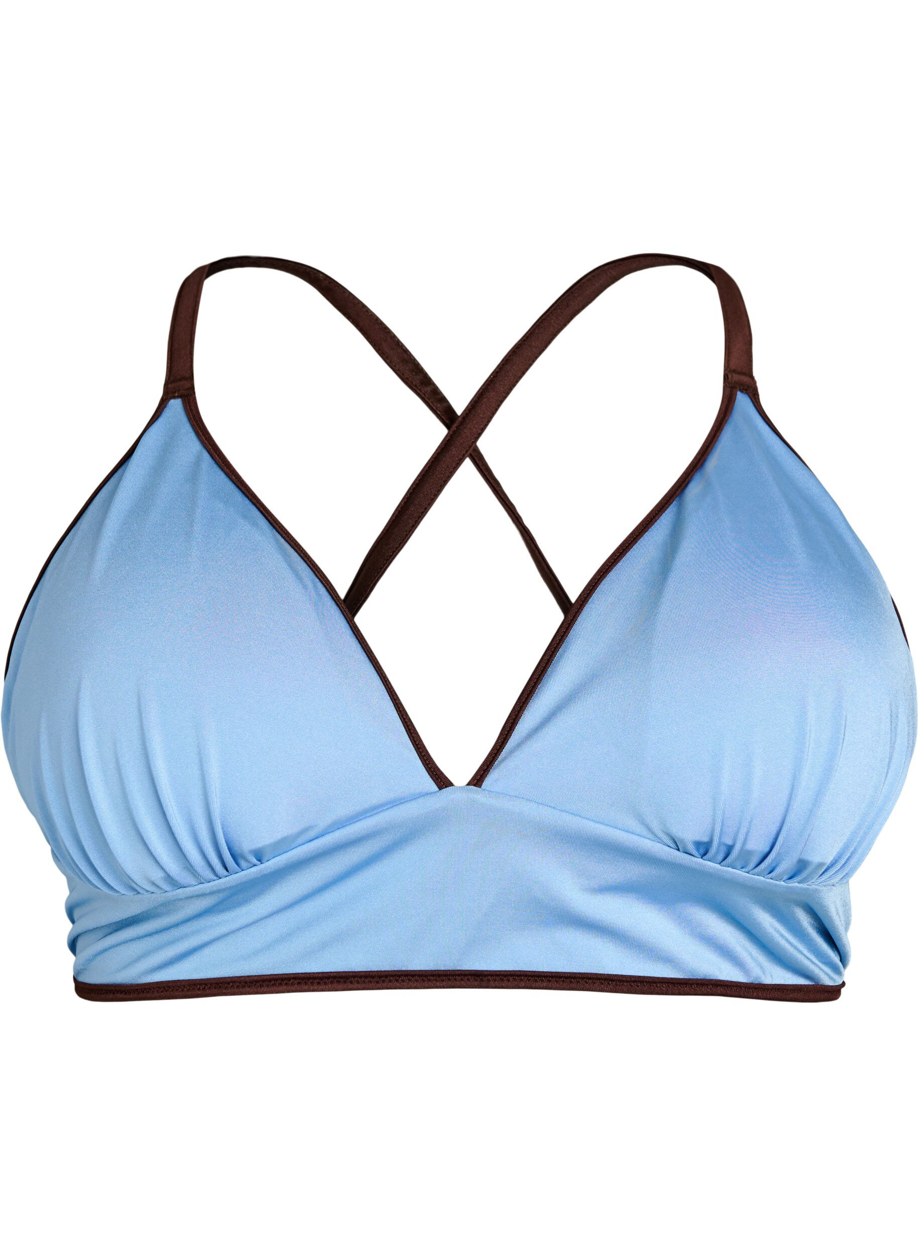 ZizziWende-Bikini-Top mit V-Ausschnitt und Kreuztr&auml;gern, Braun, Packshot image number 3