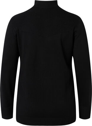 Pullover aus Viskose mit hohem Halsauschnitt und Reißverschluss, Black, Packshot image number 1