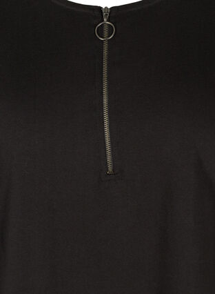 Baumwollbluse mit Reißverschlussdetail, Black, Packshot image number 2