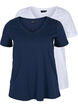 2er-Pack basic T-Shirts aus Baumwolle, Navy B/B White, Packshot image number 0