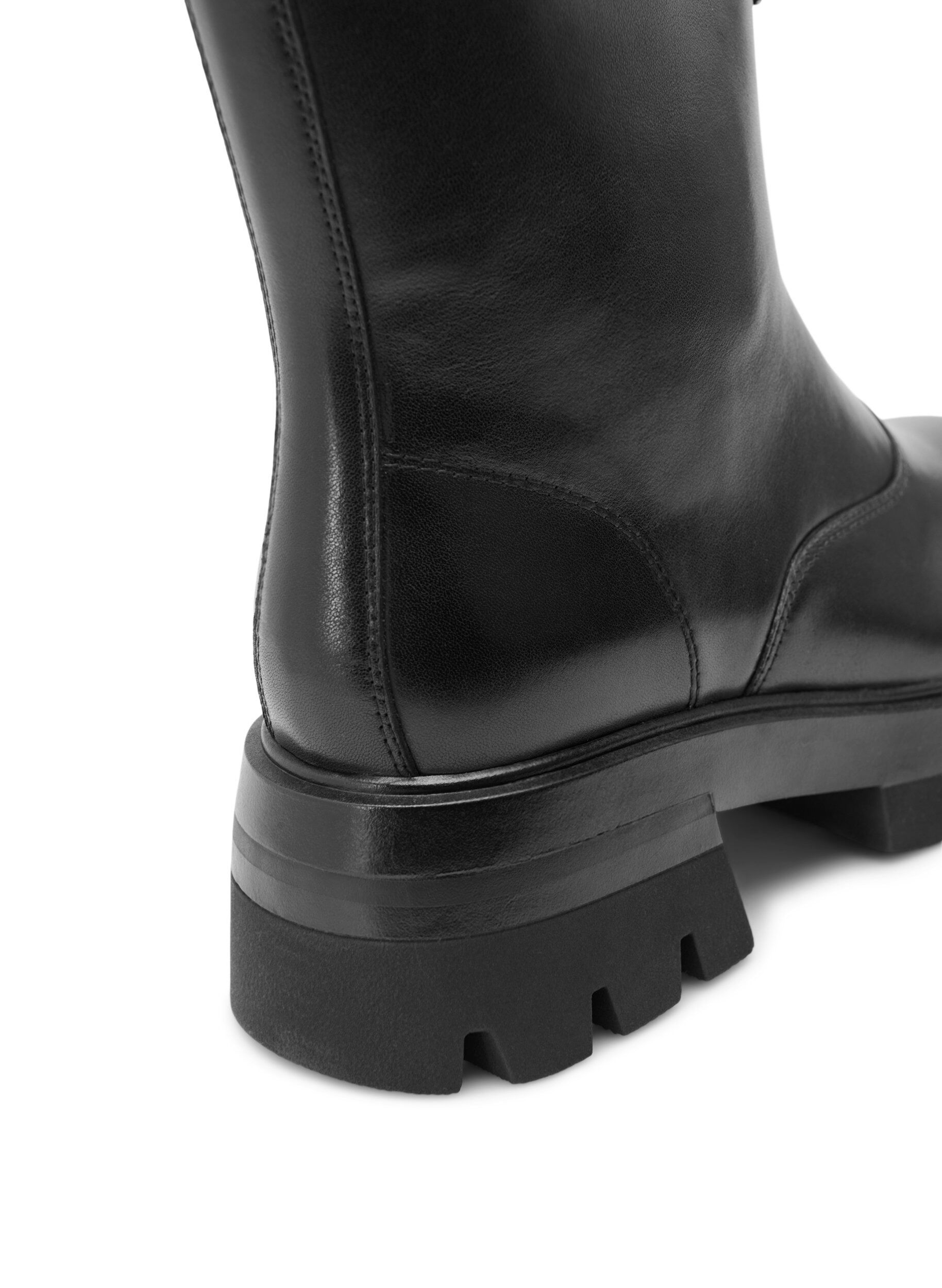 ZizziKurzer, weiter Lederstiefel mit Rei&szlig;verschluss, Black, Packshot image number 3