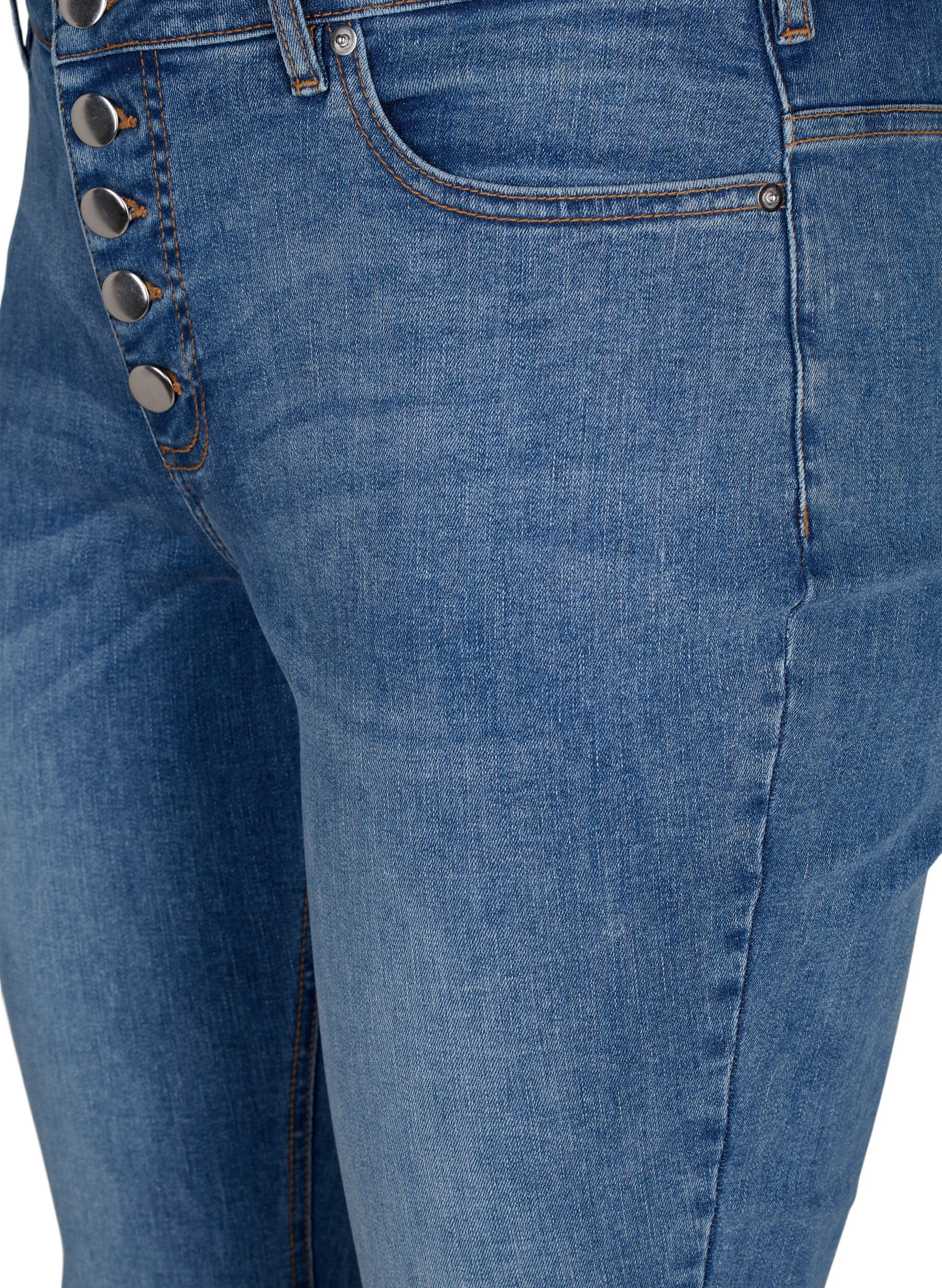 ZizziSanna Jeans mit super schmaler Passform und Knopfverschluss, Blue denim, Packshot image number 2
