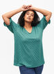 Bluse mit V-Ausschnitt und Lochmuster, Sea Pine, Model image number 0