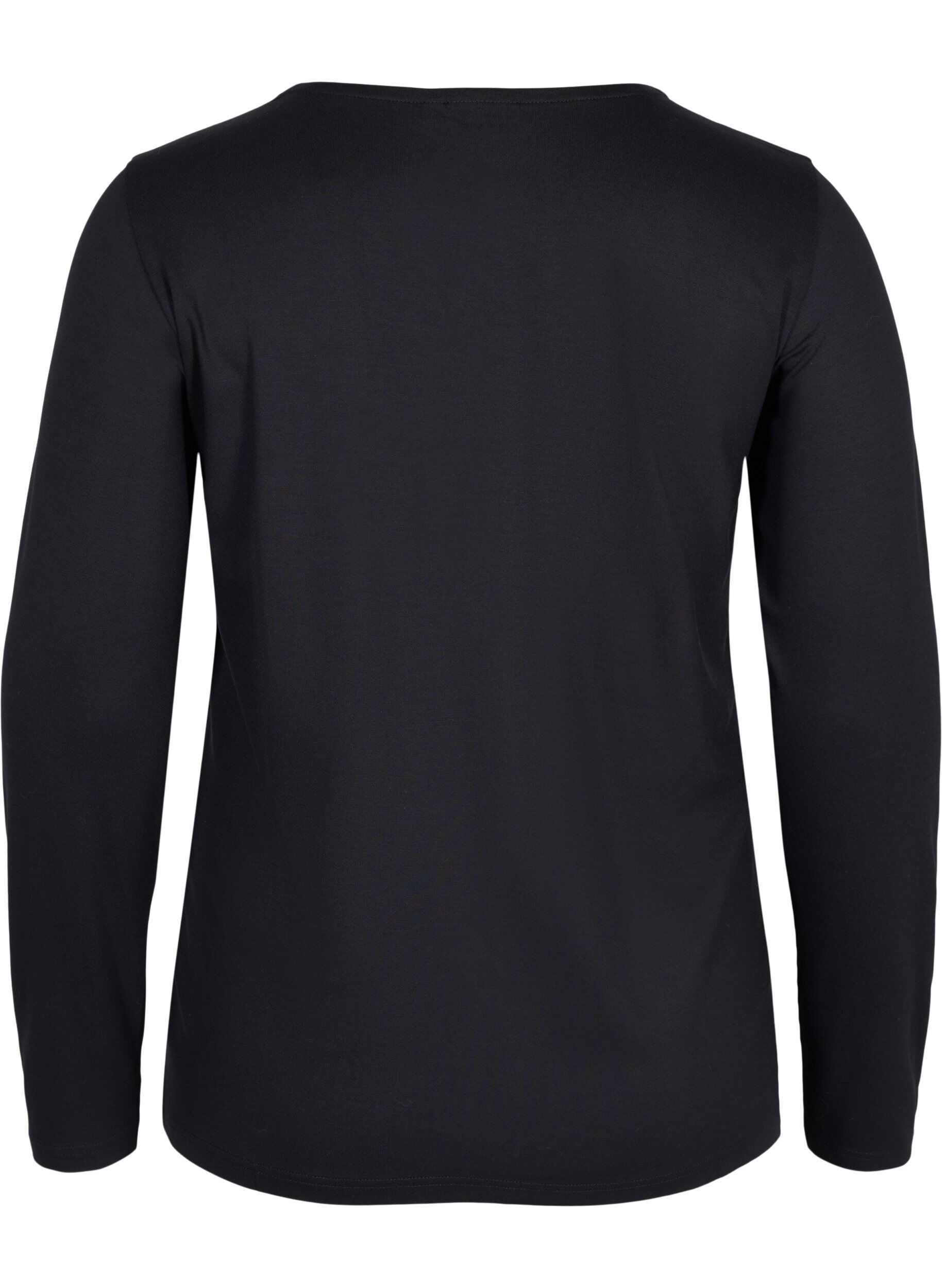 ZizziUnifarbene Basic-Bluse aus Baumwolle, Solid Black, Packshot image number 1