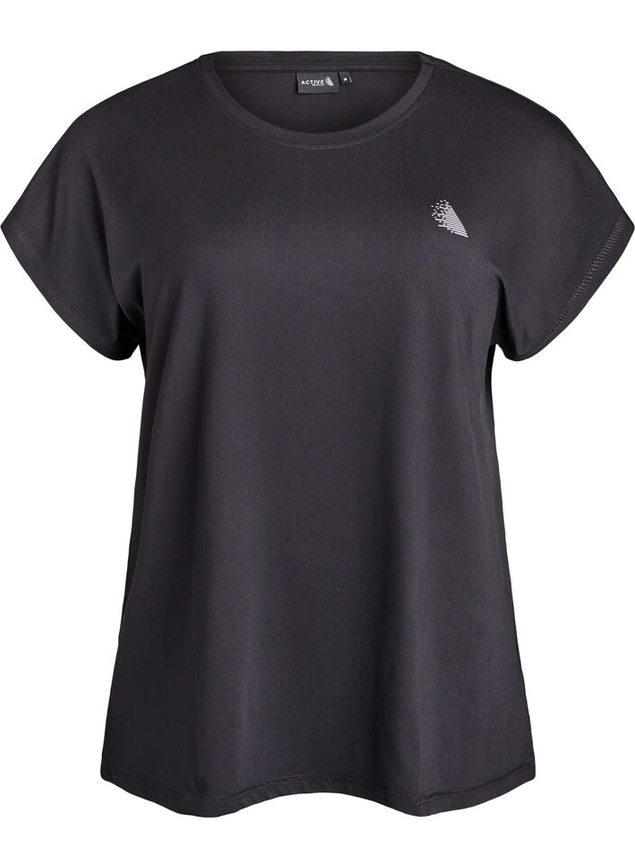 Einfarbiges Trainings-T-Shirt, Schwarz, Packshot