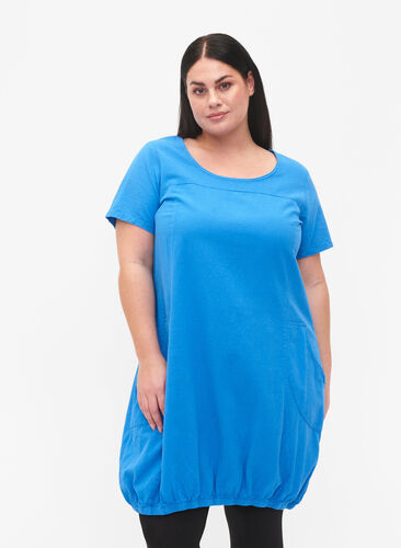 Kurzarm Kleid aus Baumwolle, French Blue, Model image number 0