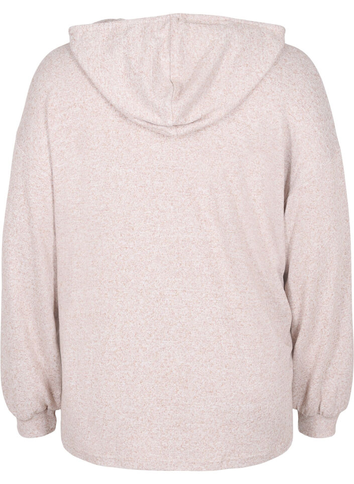 Melierte Bluse mit Kapuze, Natural Mel., Packshot image number 1