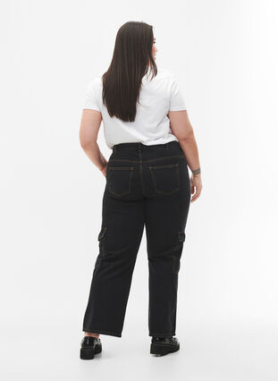 Gerade geschnittene Cargo-Jeans, Black Stone, Model image number 1