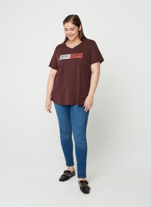 Kurzarm T-Shirt aus Baumwolle, Fudge, Model image number 2