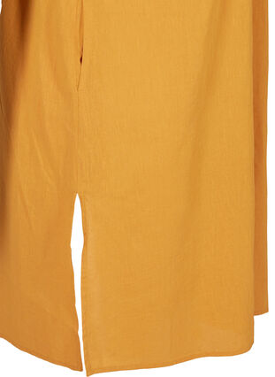 Kurzarm Kleid aus Baumwollmischung mit Leinen, Honey Mustard, Packshot image number 3