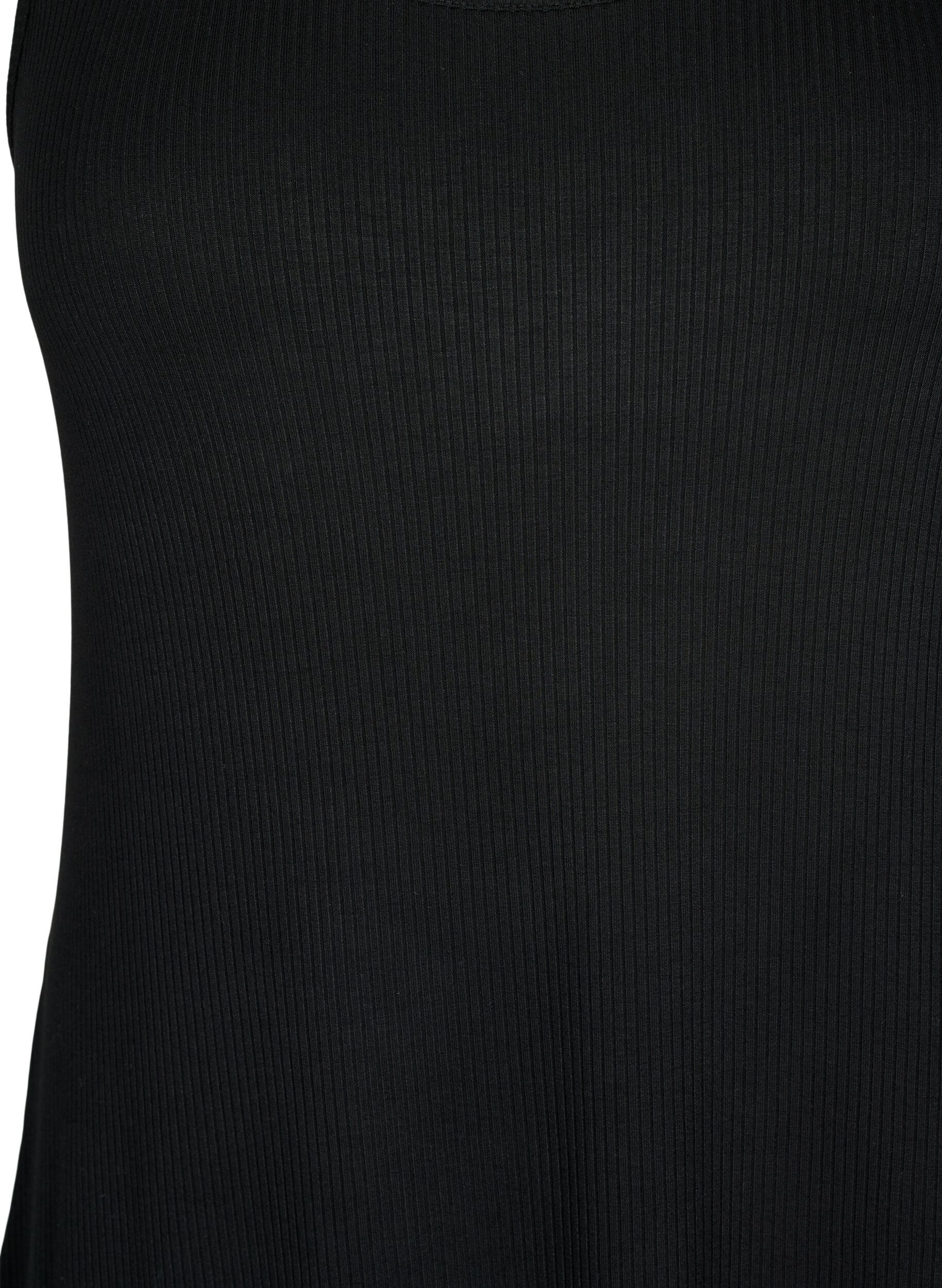 Zizzi&Auml;rmelloses geripptes Kleid aus Viskose, Schwarz, Packshot image number 2