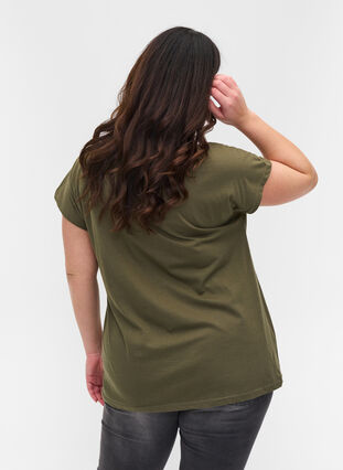 T-Shirt aus Baumwolle mit Printdetails, Ivy Green Mel Leaf, Model image number 1