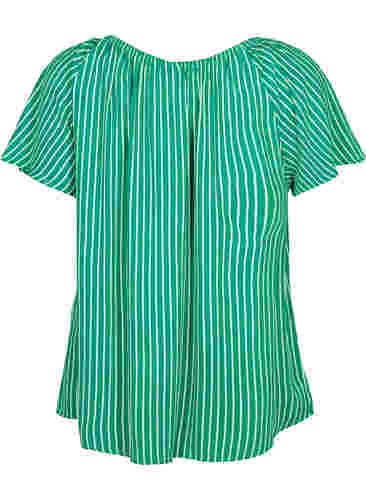 Gestreifte Bluse aus Viskose mit kurzen Ärmeln, J.Green/White Stripe, Packshot image number 1
