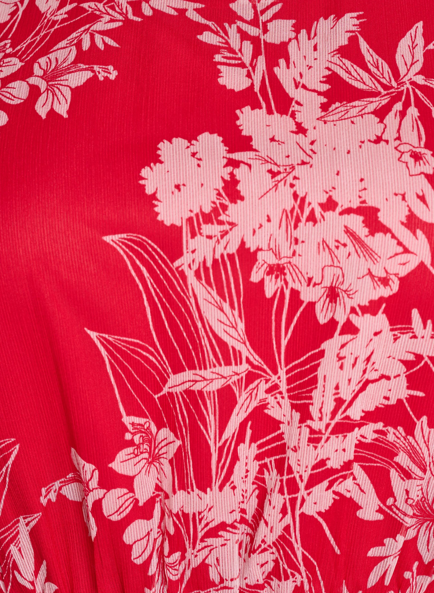 ZizziChiffonbluse mit Blumenmuster und elastischer Taille, Rot, Packshot image number 2