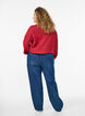 High-Waist-Jeans in gerader Passform mit Strasssteinen, Blau, Model image number 1