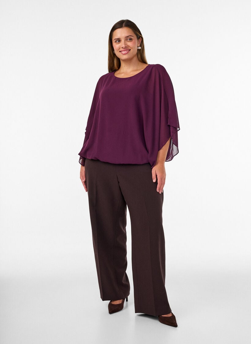 Chiffonbluse mit Balloneffekt, Lila, Model image number 1
