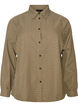 Bluse mit kleinem Karomuster und Strasssteinen, Braun, Packshot image number 0
