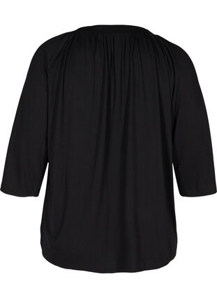 Einfarbige Bluse mit 2/4-Ärmeln, Black, Packshot image number 1