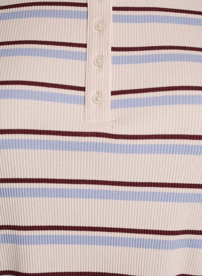 Ripp-T-Shirt mit Streifen und Knopfdetail, lila, Packshot image number 2