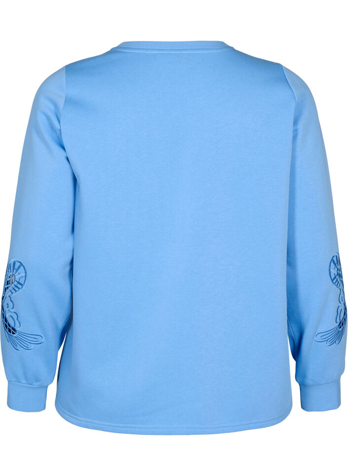 Sweatshirt mit aufgestickten Cut-Outs, Della Robbia Blue, Packshot image number 1