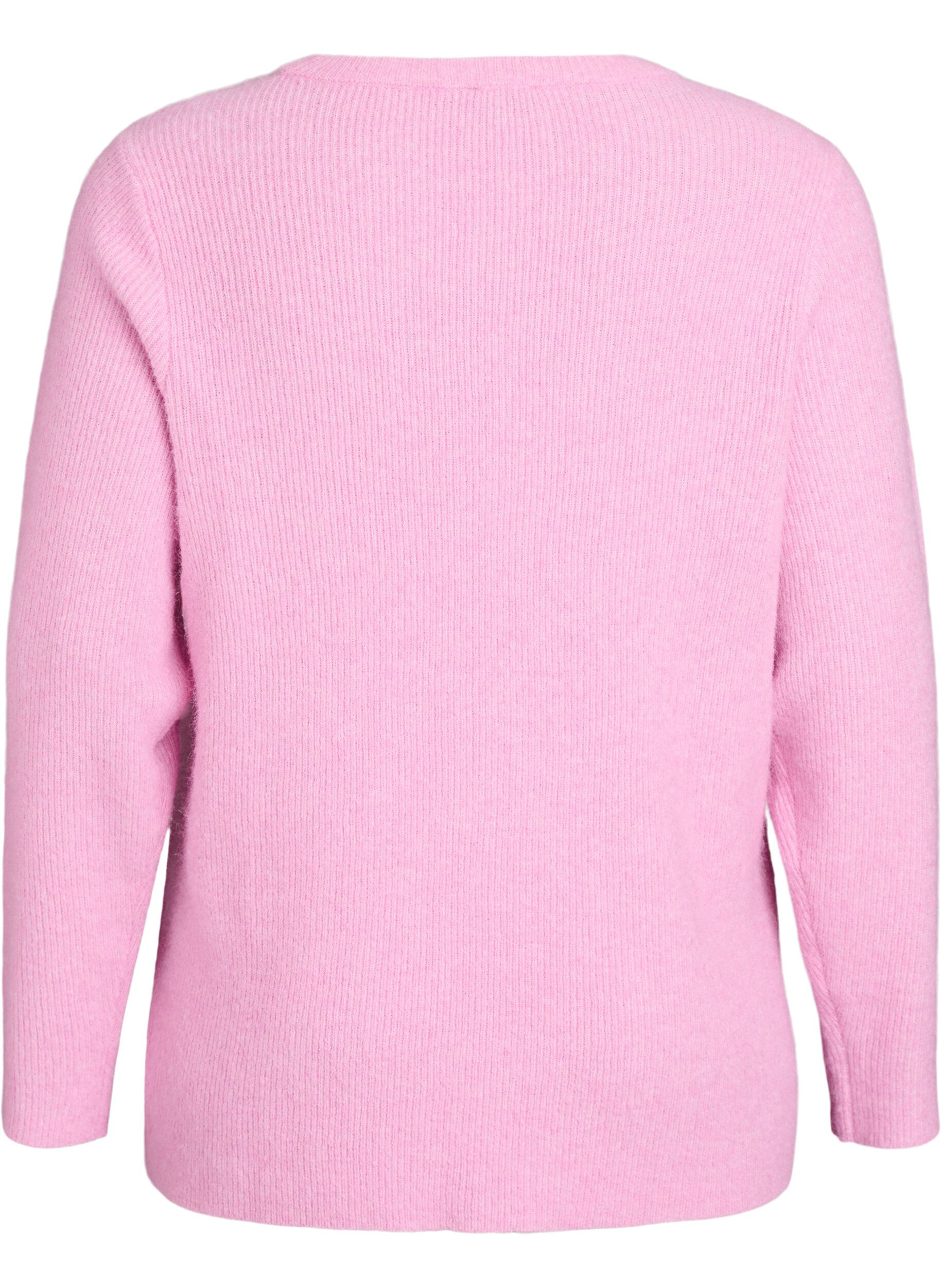 ZizziMelierte Strickbluse mit Rundhalsausschnitt, Pink, Packshot image number 1
