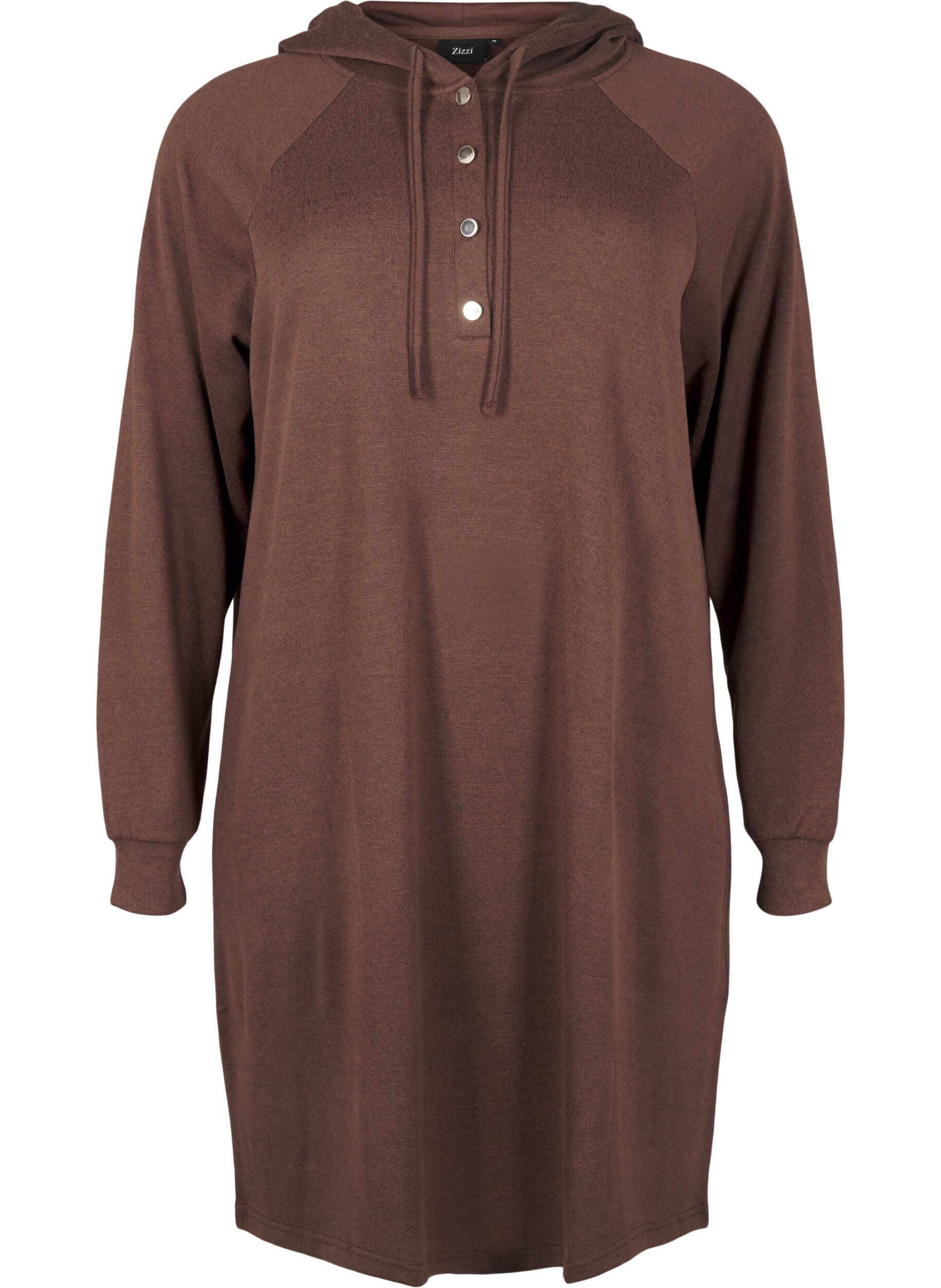 ZizziLangarm-Sweatkleid mit Kapuze, Chocolate M. M&eacute;l., Packshot image number 0