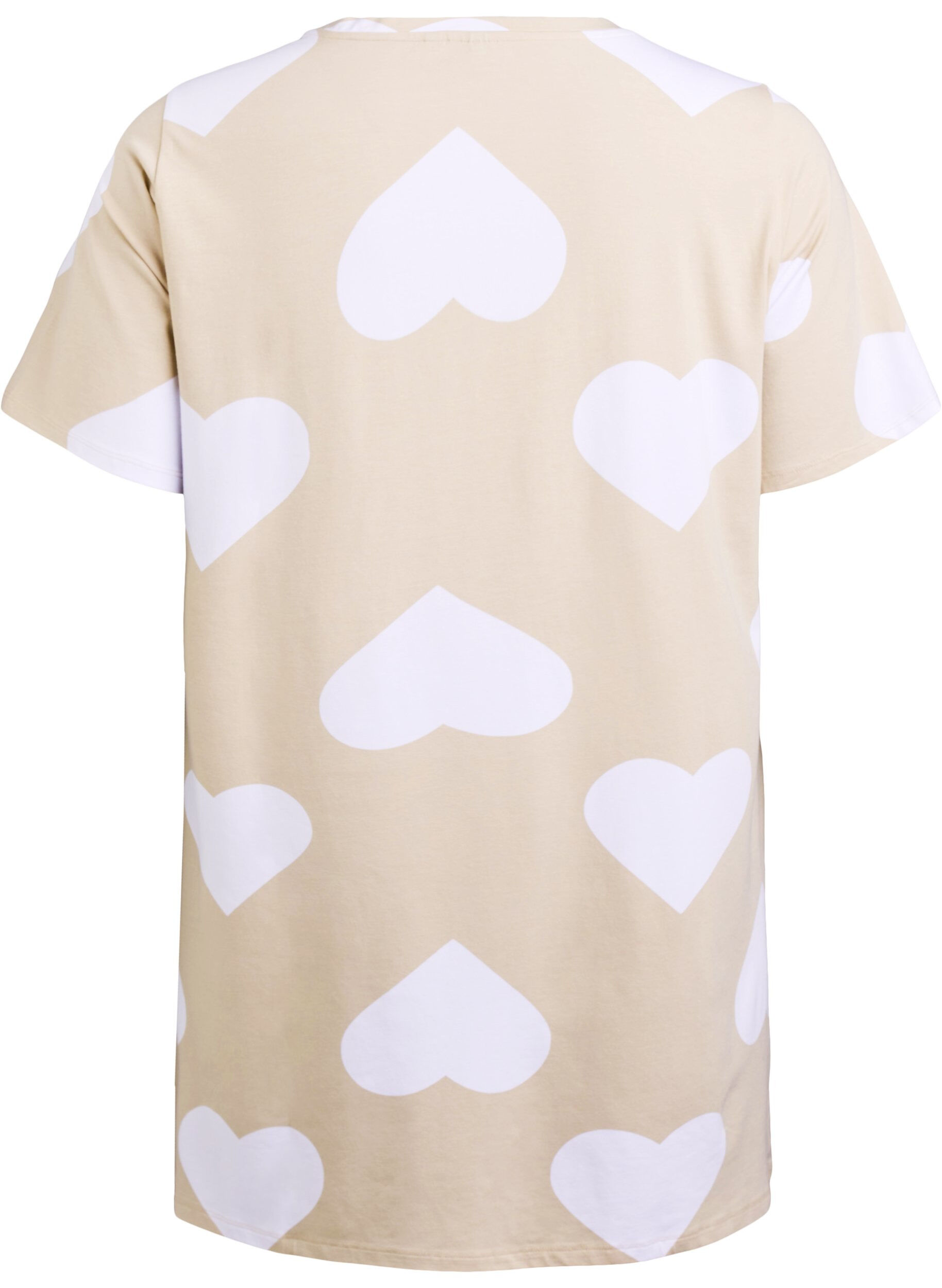 ZizziLanges Nachtshirt aus Modal-Mischung mit Herzen, Beige, Packshot image number 1