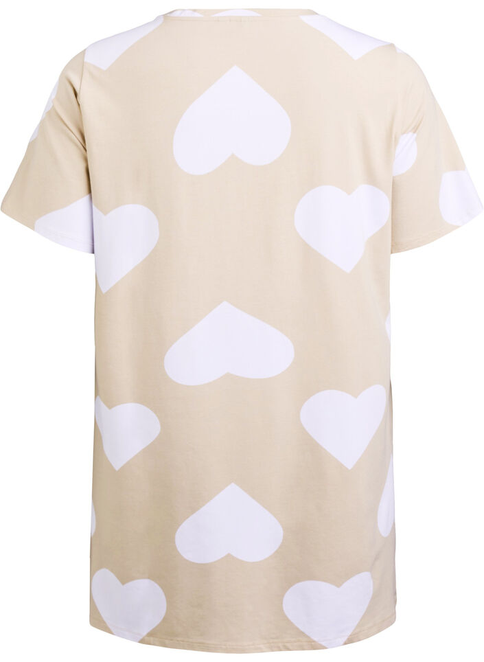 Langes Nachtshirt aus Modal-Mischung mit Herzen, Beige, Packshot image number 1
