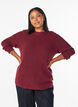Melierte Strickbluse mit Rundhalsausschnitt, Rot, Model image number 0