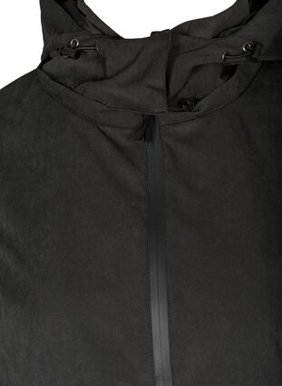 Wasserdichte Jacke mit Kapuze und verstellbarer Taille, Black, Packshot image number 2