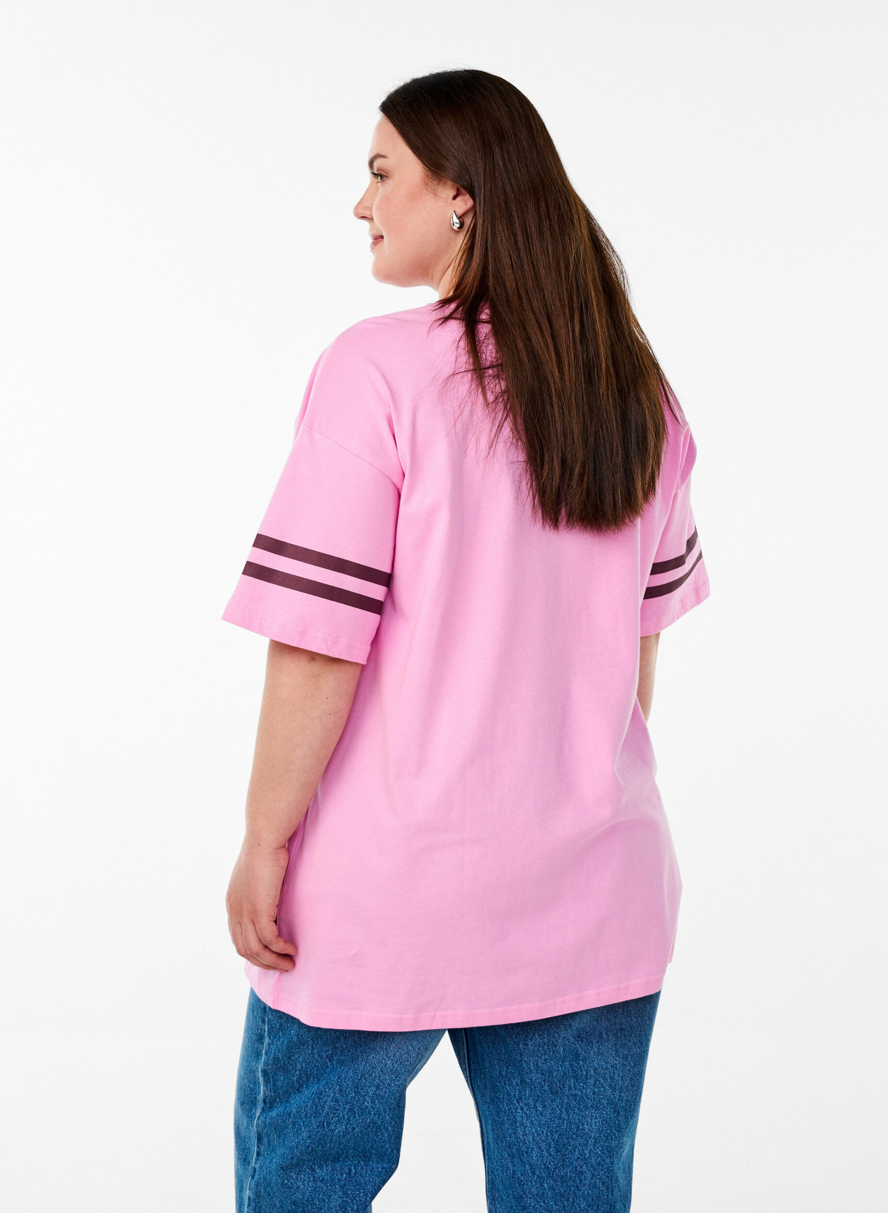 ZizziSportliches Oversize-College-T-Shirt, Pink, Model image number 2