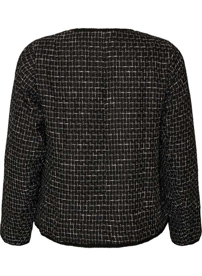 Jacke aus Boucl&eacute; mit goldfarbenen Kn&ouml;pfen, Schwarz, Packshot image number 1