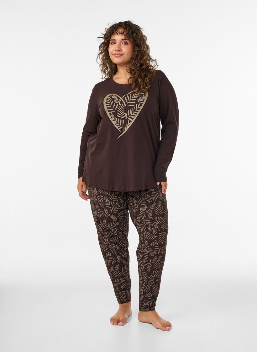 Pyjamahose aus Baumwolle mit Print, Braun, Model image number 1