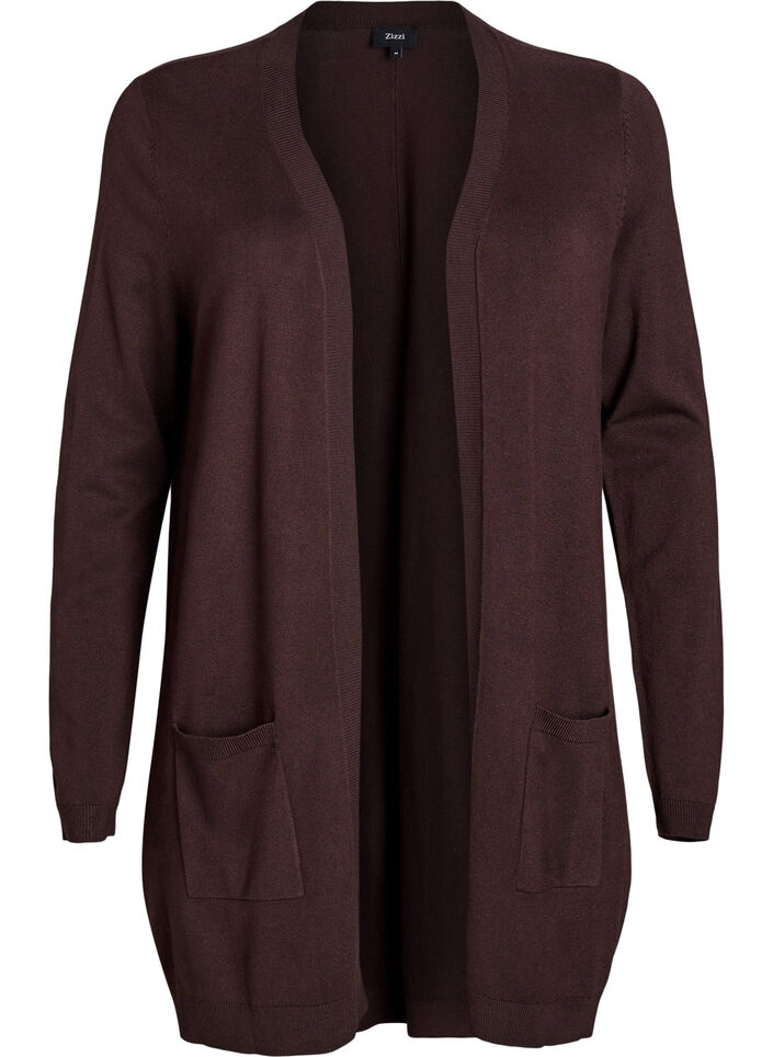 Lange Strickjacke aus Viskose-Mischung, Braun, Packshot image number 0