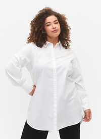 Langes Baumwollhemd, Bright White, Model