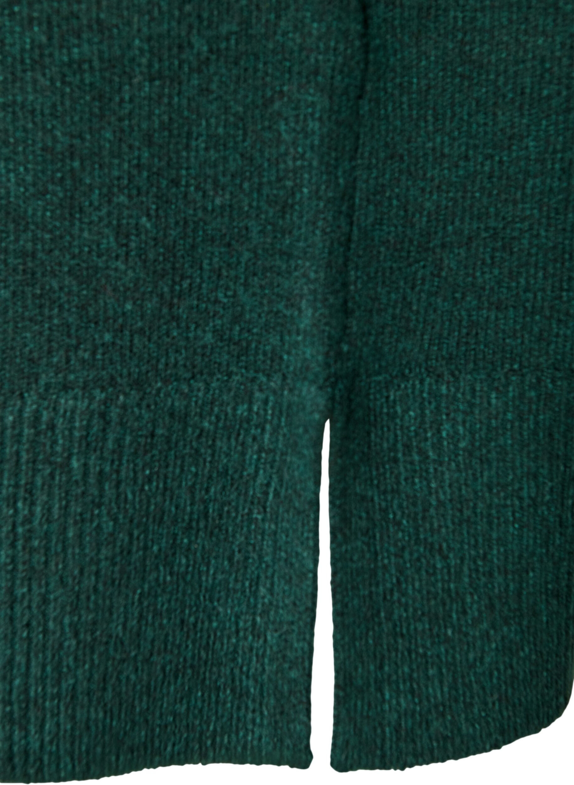 ZizziGestricktes Minikleid mit gewelltem Saum und Schlitzen, Gr&uuml;n, Packshot image number 3