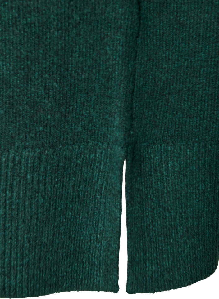 Gestricktes Minikleid mit gewelltem Saum und Schlitzen, Gr&uuml;n, Packshot image number 3