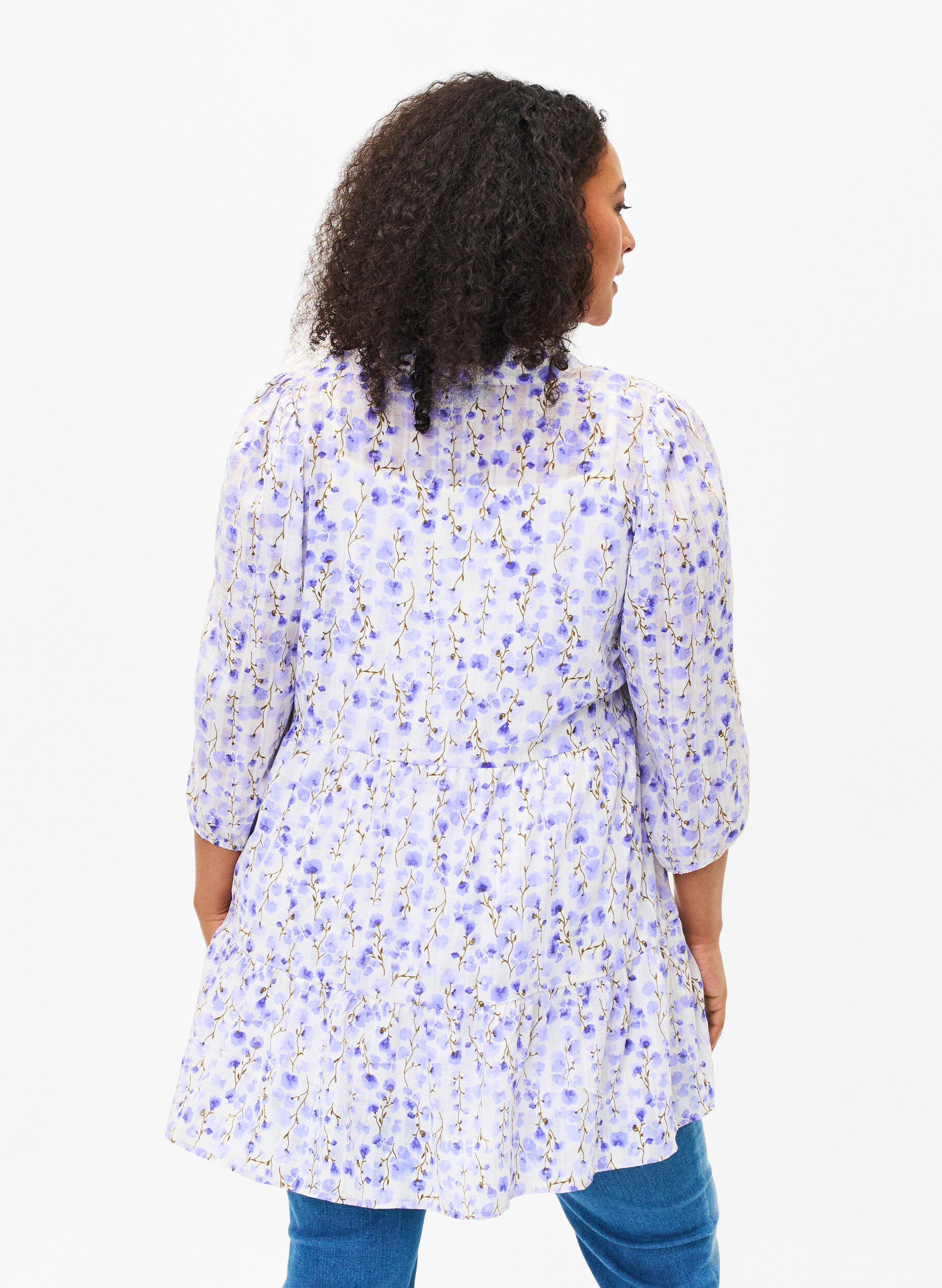 ZizziTunika mit 3/4-&Auml;rmeln und Blumendruck, Sand Verbena AOP, Model image number 1