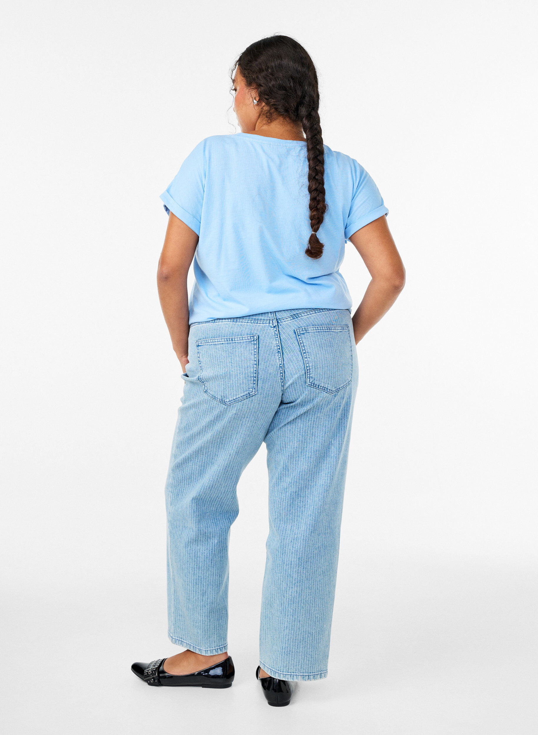 ZizziNadelstreifenjeans mit gerader Passform, Blau, Model image number 1