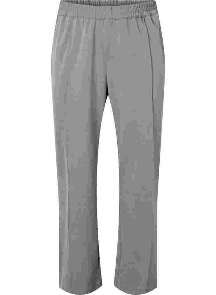 Graue melierte Hose mit elastischem Bund, Medium Grey Melange, Packshot image number 0