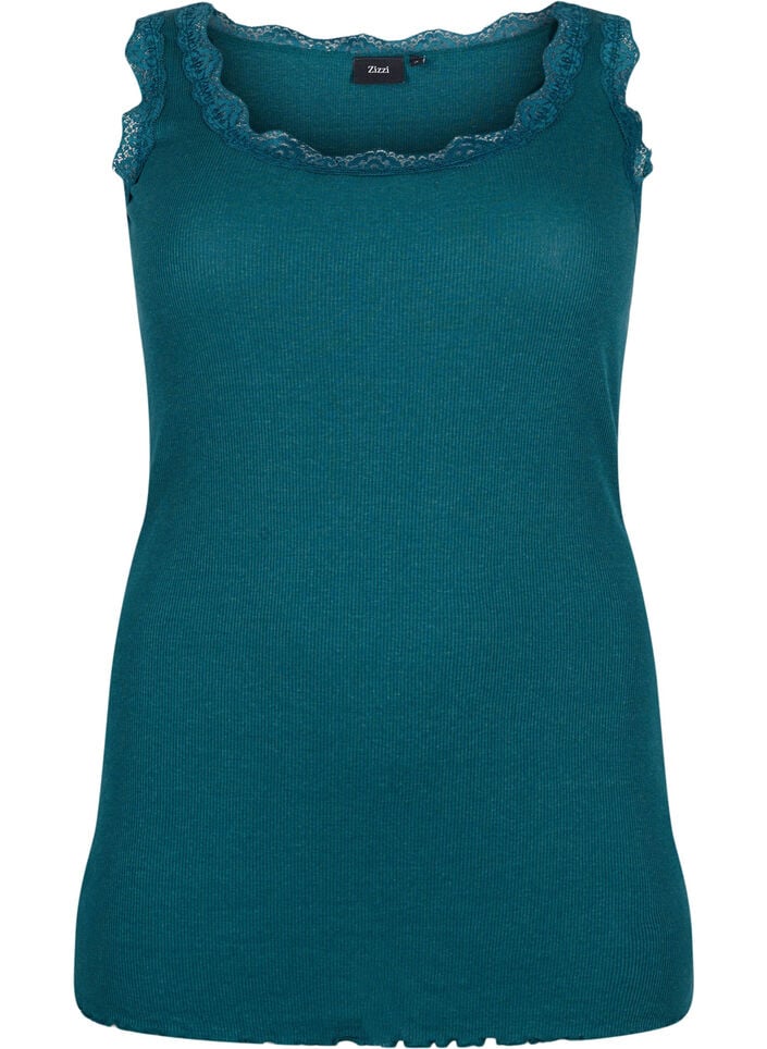 Top mit Spitzen, Gr&uuml;n, Packshot image number 0